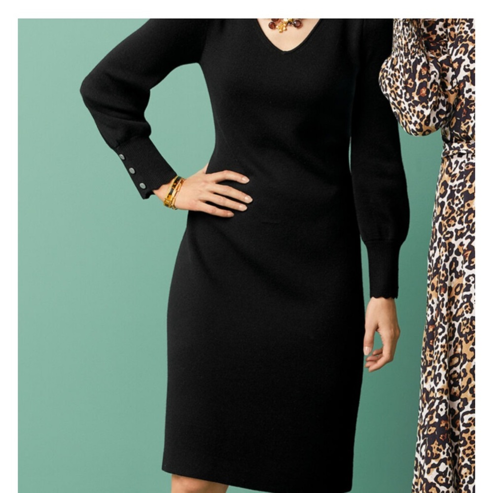 TALBOTS SOFT MERINO V-NECK SWEATER DRESS
